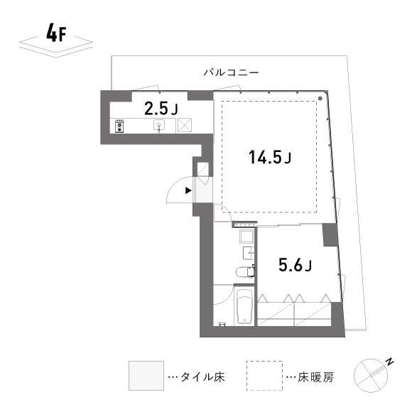 2Kの間取りですが、リビングと寝室として使い分けられそうです。