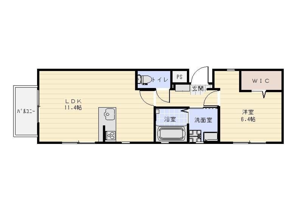 帰ったらまずお風呂したい派の間取り図