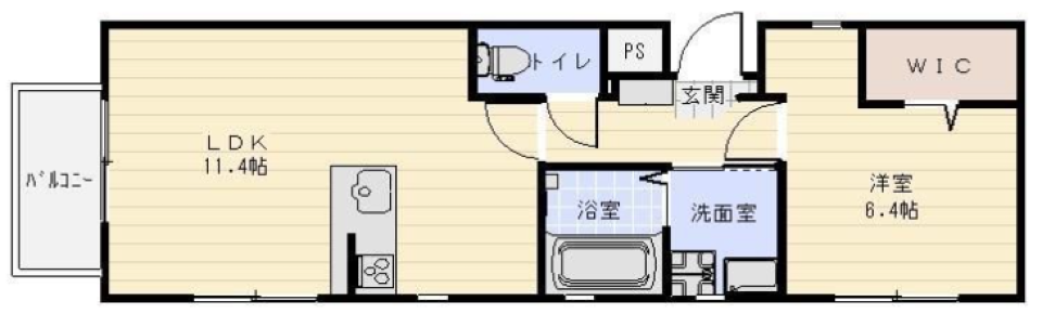 帰ったらまずお風呂したい派の間取り図