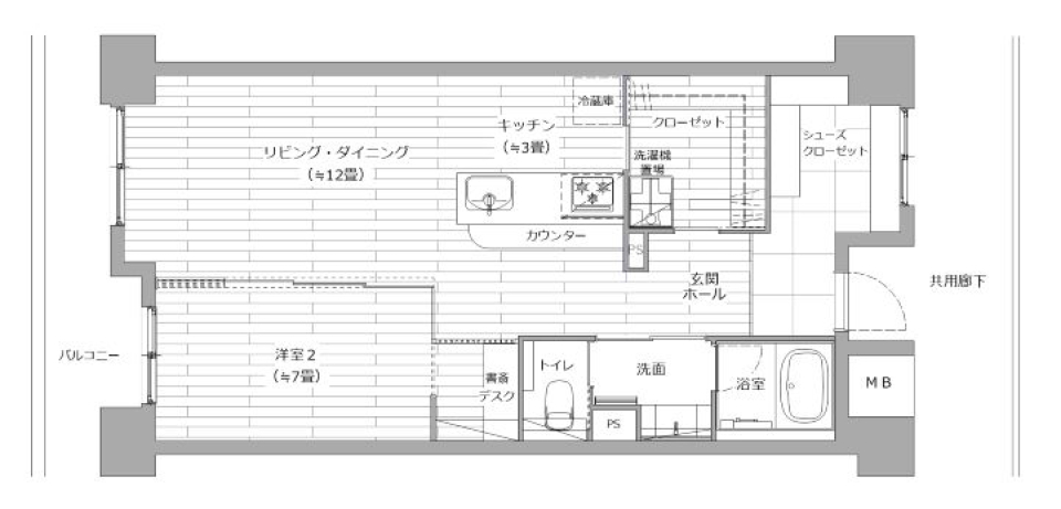 プライムアーバン目黒リバーフロント　702号室の間取り図