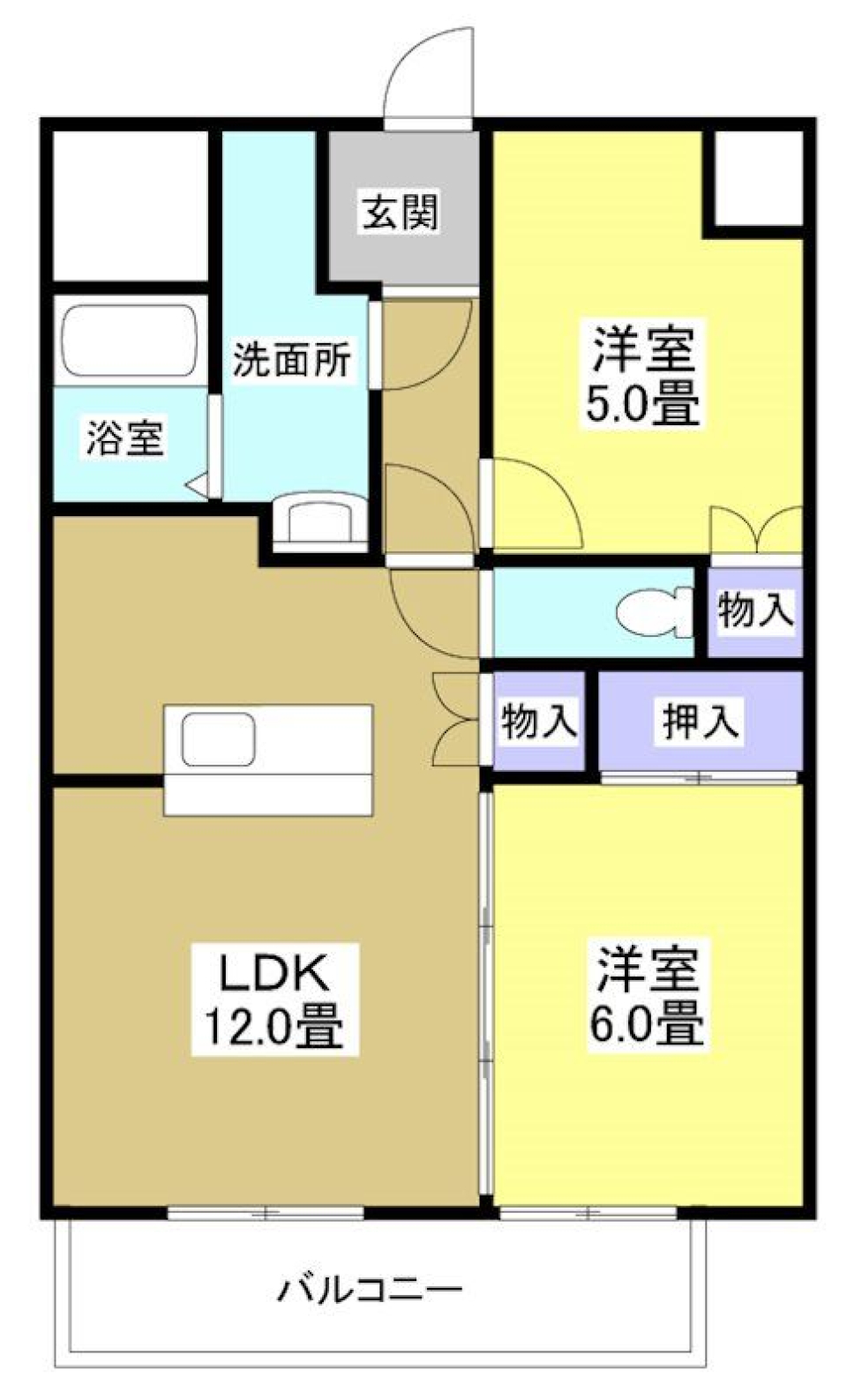 広いバルコニーで朝食をの間取り図