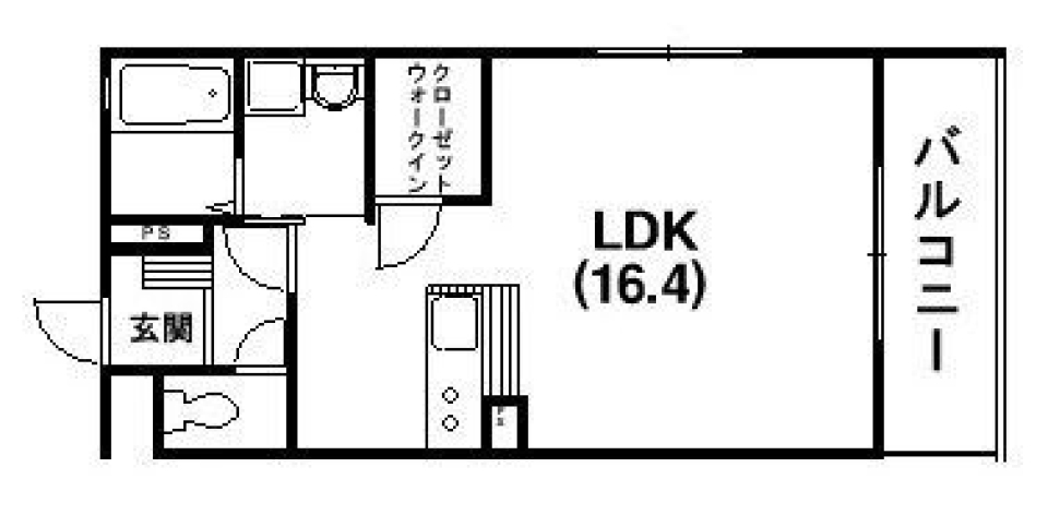 青い空、青いキッチンの間取り図