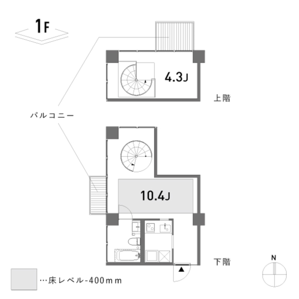 1階と2階に分かれているメゾネットタイプです。