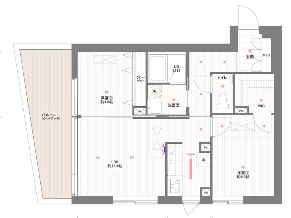 プライムアーバン市谷仲之町　108号室［ペット可］の間取り図