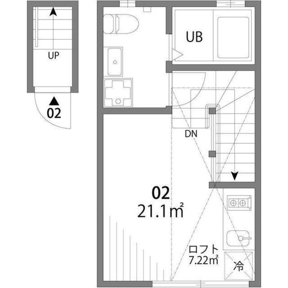 グランエッグス白金高輪　02号室の間取り図