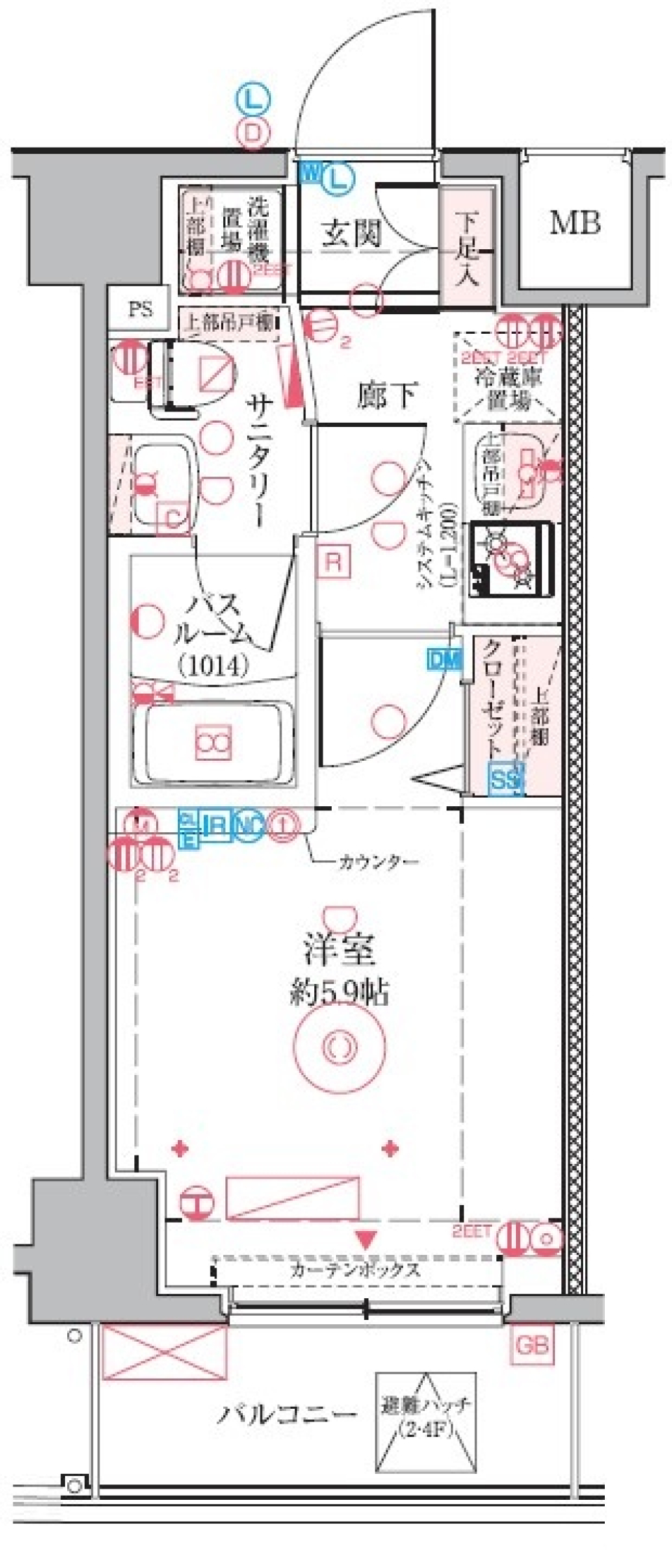 クレヴィスタ四ツ木　403号室の間取り図