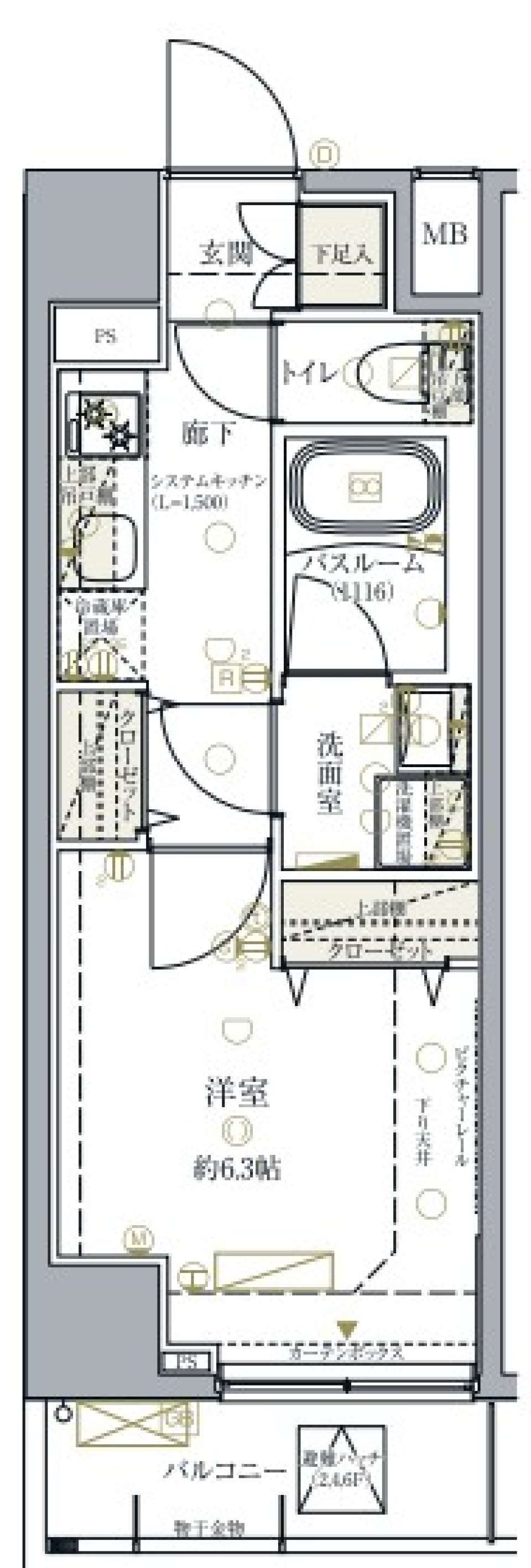 クレヴィスタ多摩川　203号室［ペット可］の間取り図