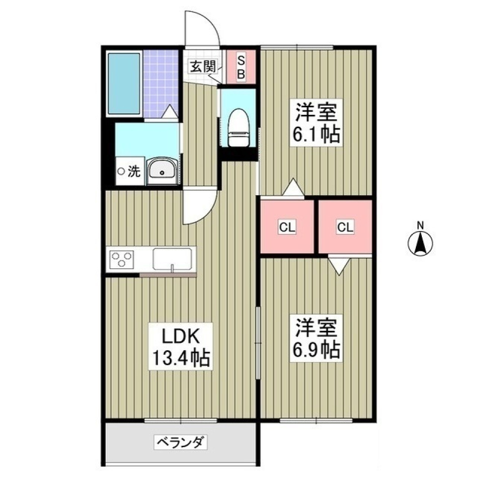 グラントレ宮城　205号室［新築］の間取り図