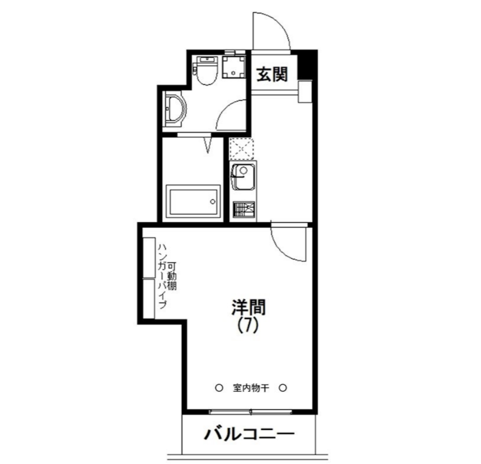 魅せる収納でおしゃれな1人暮らし！の間取り図