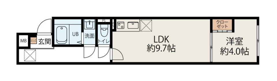 スカイヒルズ徳丸　401号室［ペット可］の間取り図