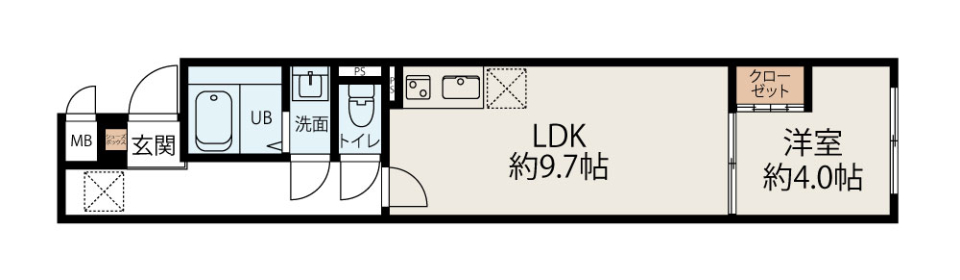 スカイヒルズ徳丸　101号室［ペット可］の間取り図