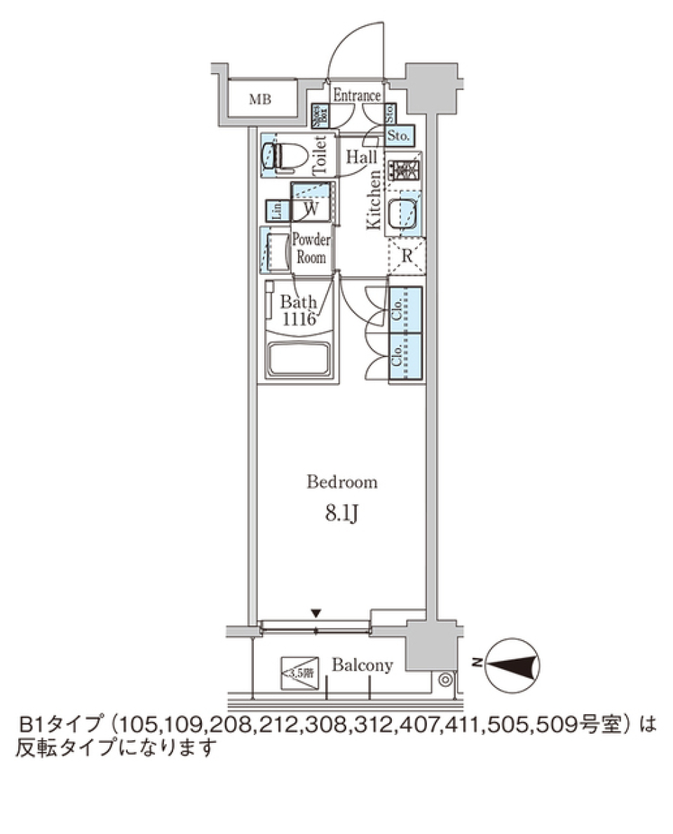 ジオエント中野弥生町　505号室の間取り図