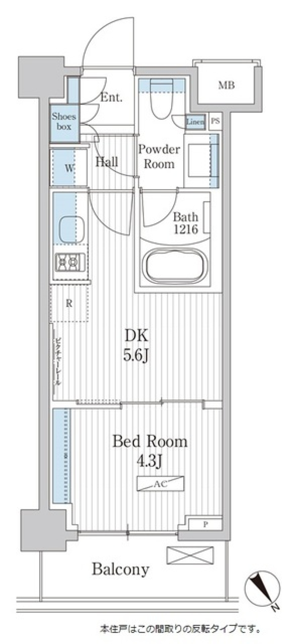 パークアクシス門前仲町テラス　431号室［ペット可］の間取り図