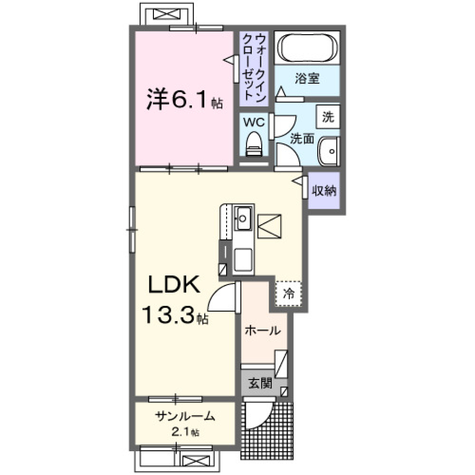 セントラルリバーＲ　101号室の間取り図