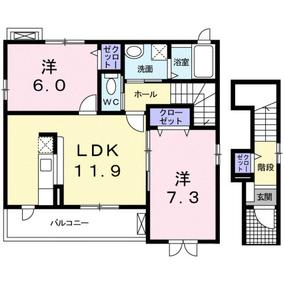 エクシード　広沢 　201号室の間取り図