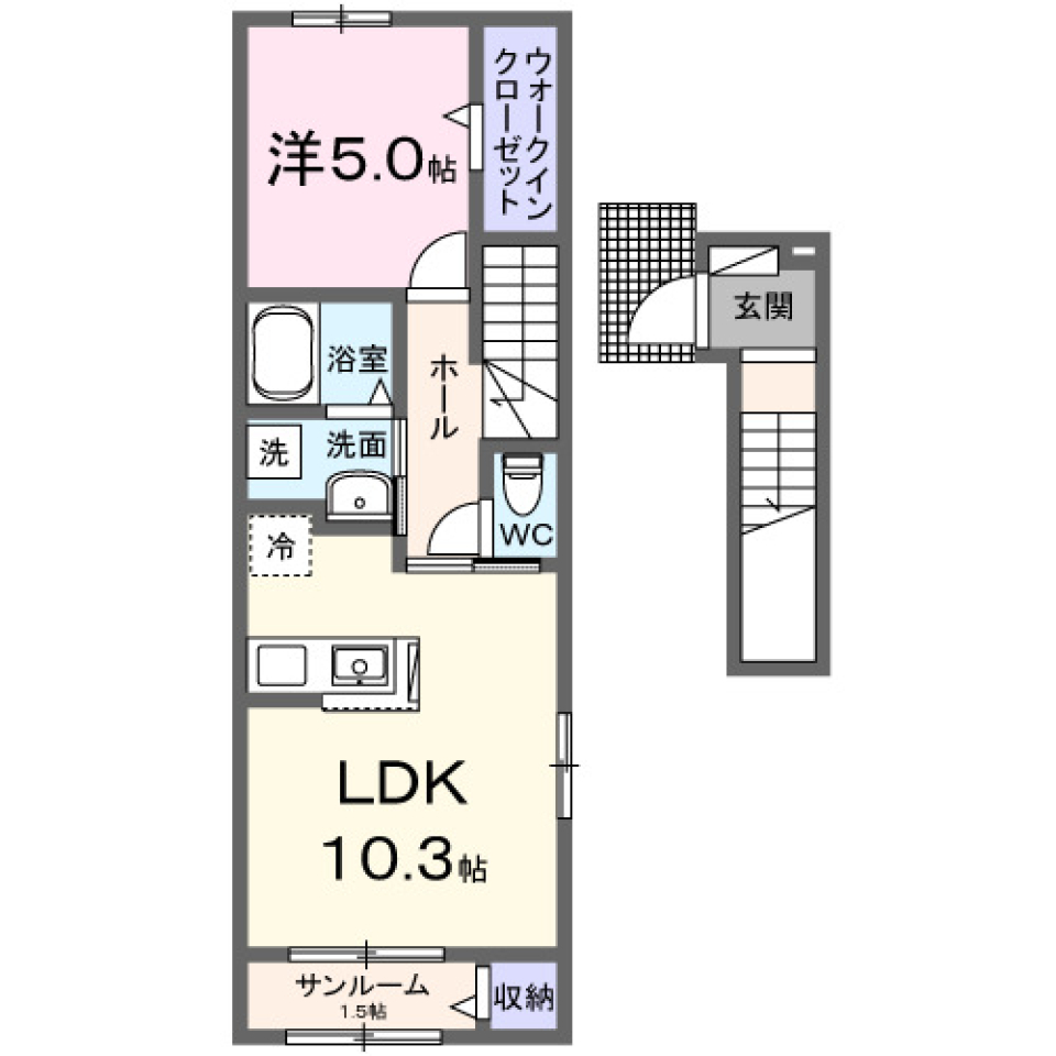 フェリスⅢ 201号室の間取り図