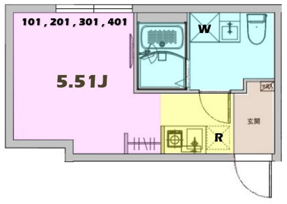 JAGA五反野　201号室の間取り図