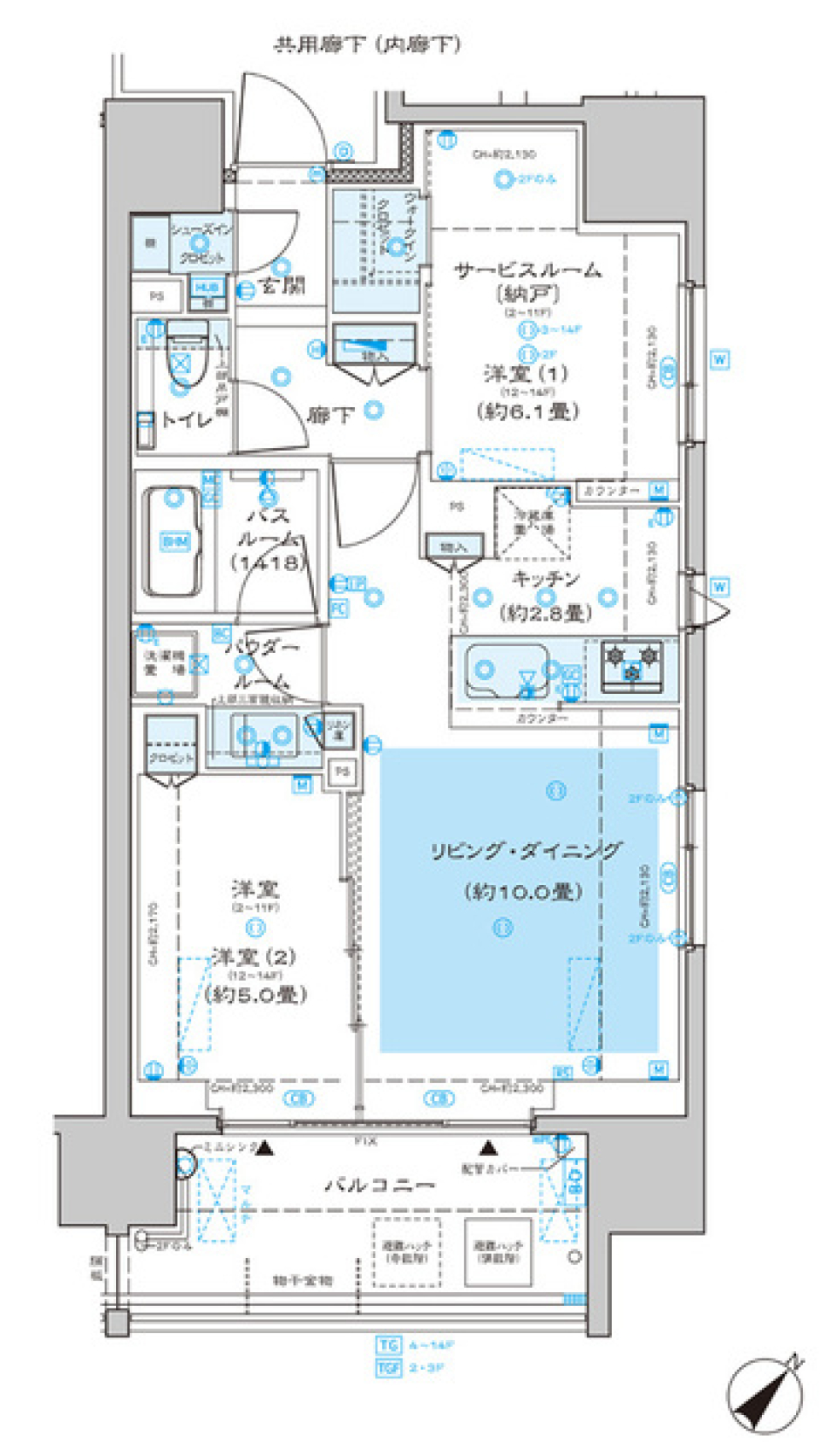 ディームス渋谷本町　307号室の間取り図