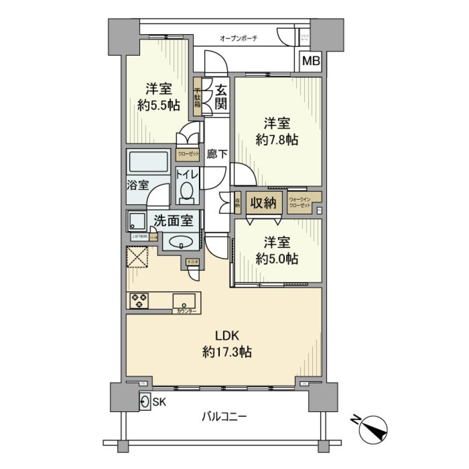 プラウドタワー相模大野　806号室の間取り図