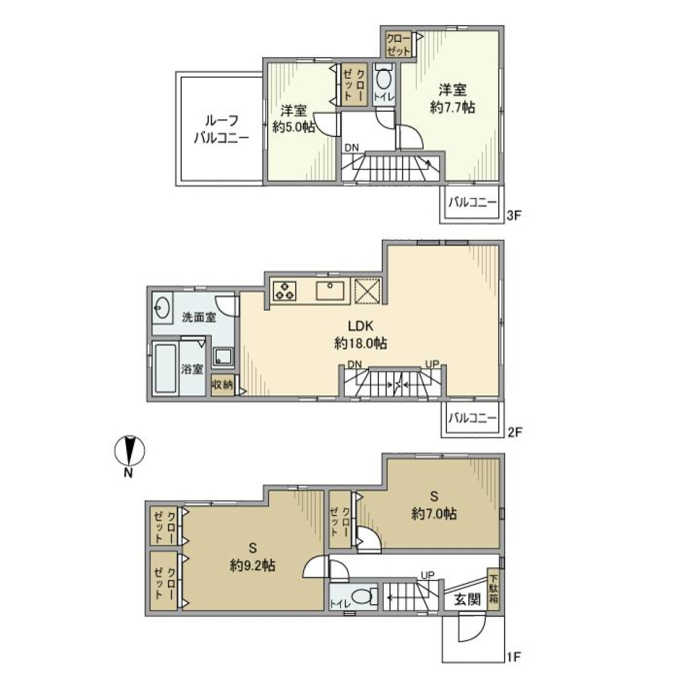 二子戸建の間取り図