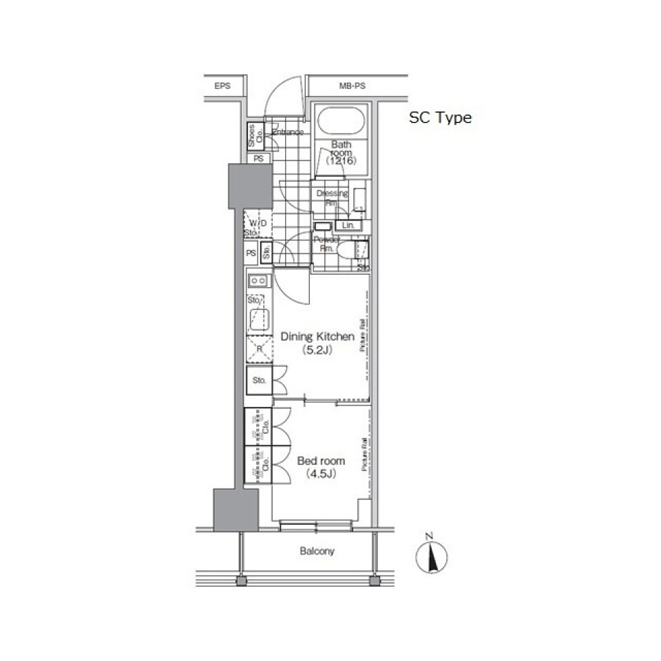 パークハビオ門前仲町　704号室［ペット可］の間取り図