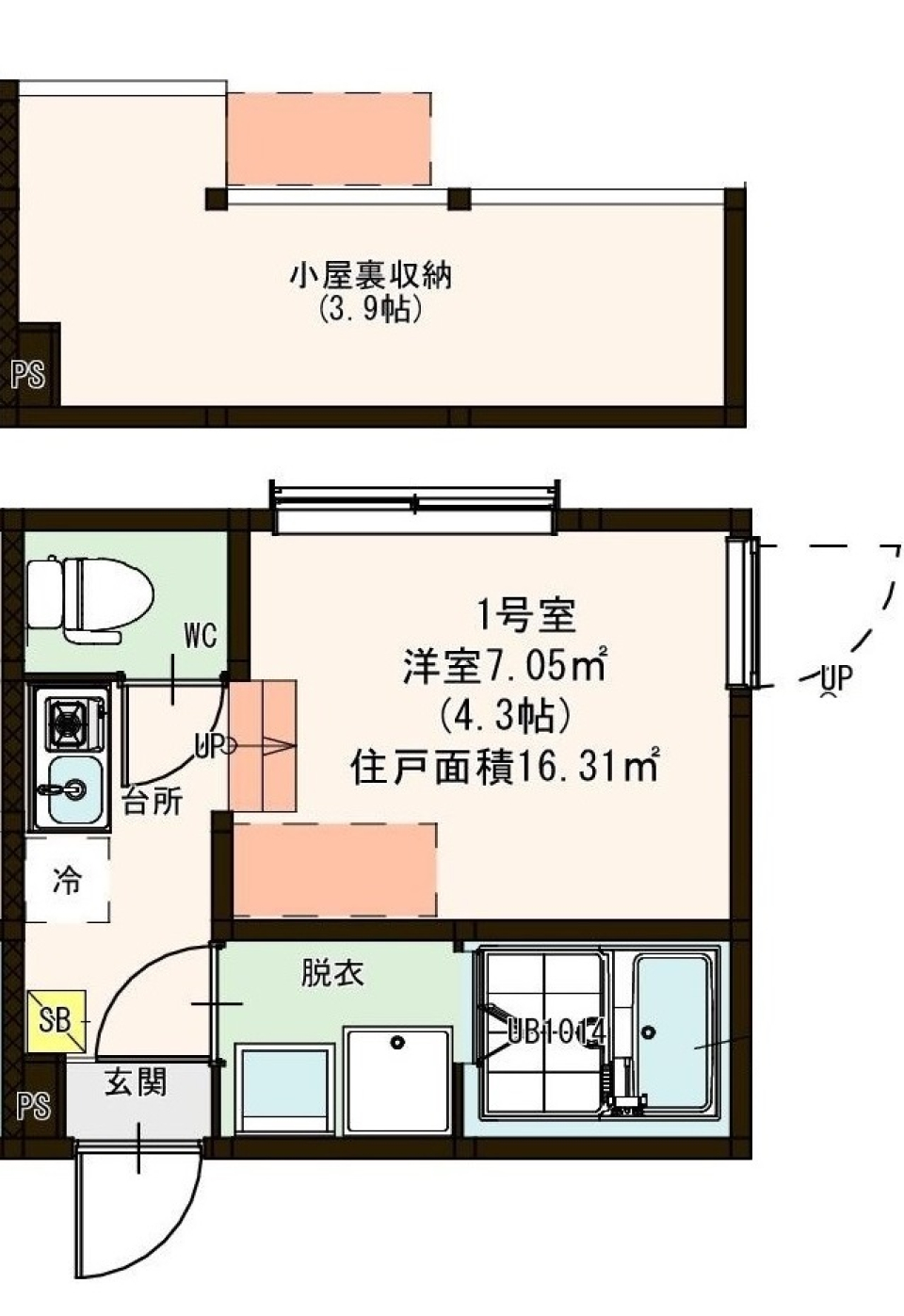 ハーモニーテラス伊興Ⅳ　101号室の間取り図