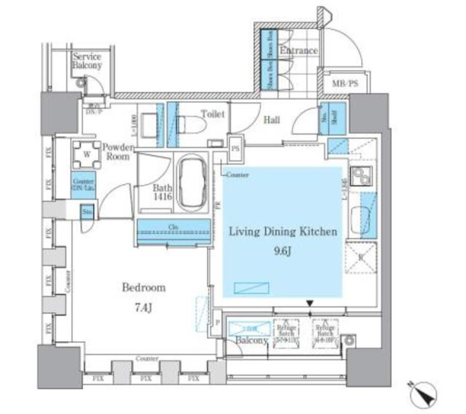 パークアクシス月島マチュアスタイル　704号室［ペット可］の間取り図