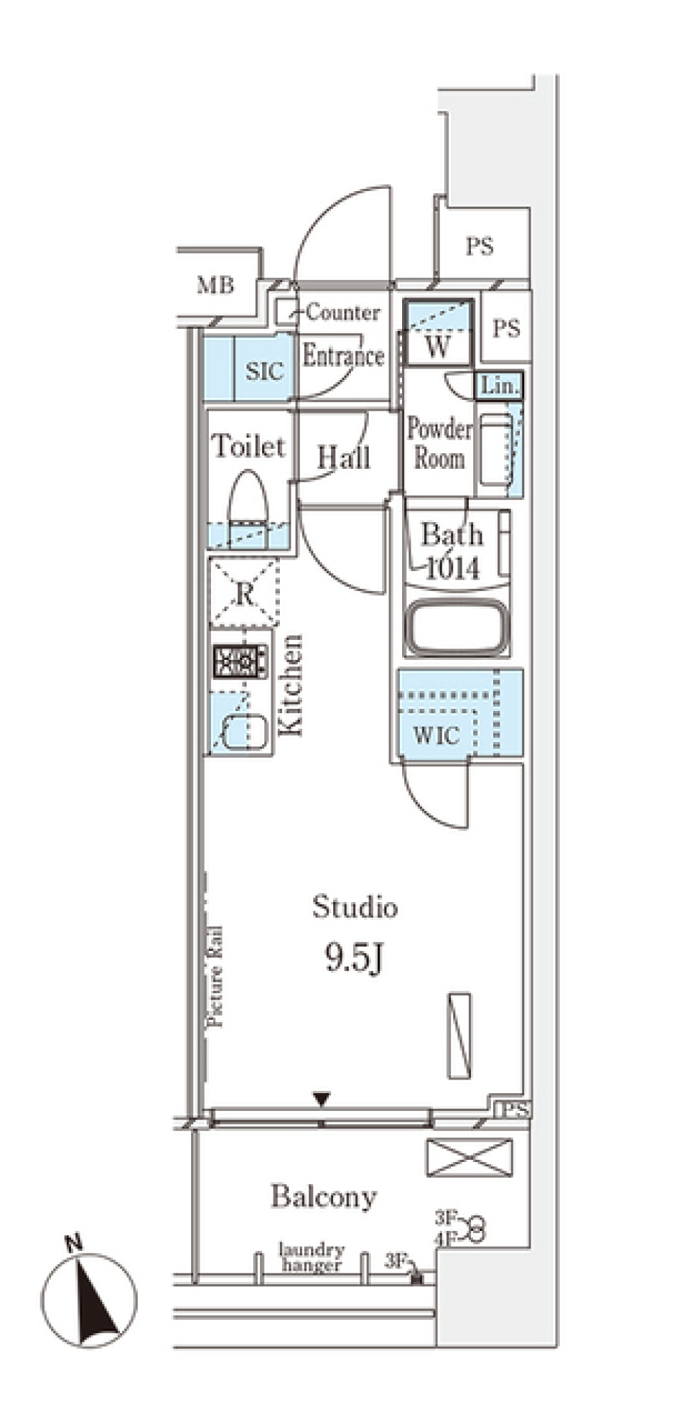 パークナードフィット南青山Ｖｉｓｔａ 810号室の間取り図