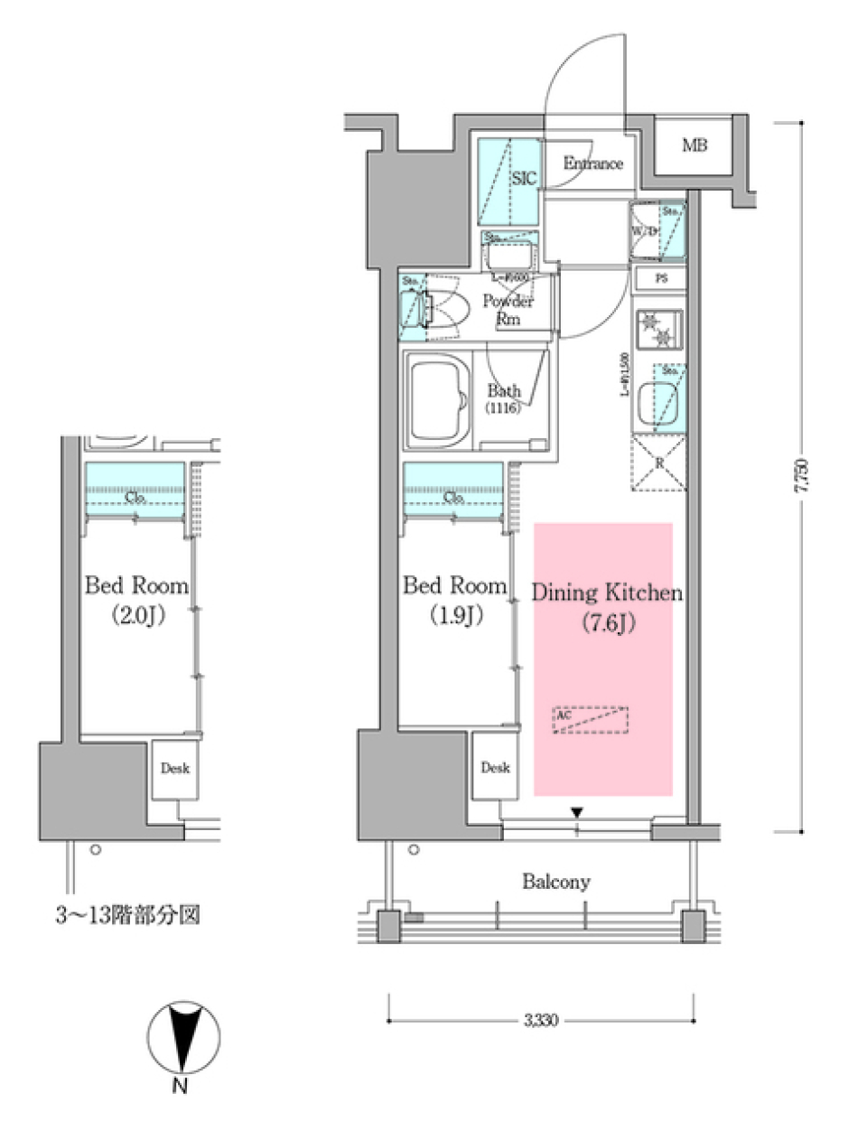 アーバネックス深川住吉Ⅲ　1203号室［ペット可］の間取り図