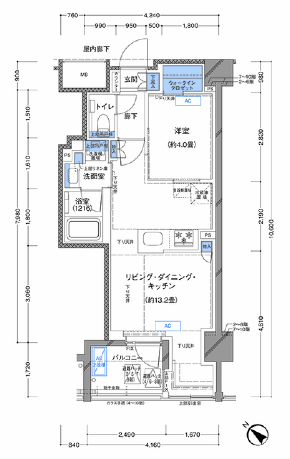 ラティエラ横濱大通り公園　902号室の間取り図