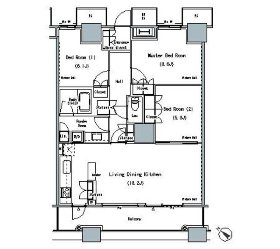 ＴＨＥ　ＴＯＫＹＯ　ＴＯＷＥＲＳ　ＭＩＤＴＯＷＥＲ　2811号室［ペット可］の間取り図