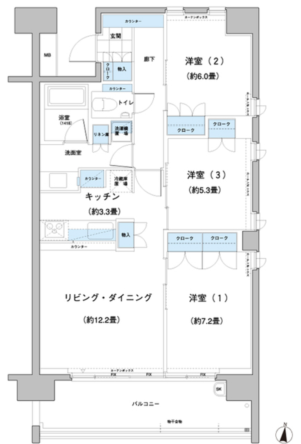 ガーデニエール砧レジデンス　703号室［ペット可］の間取り図