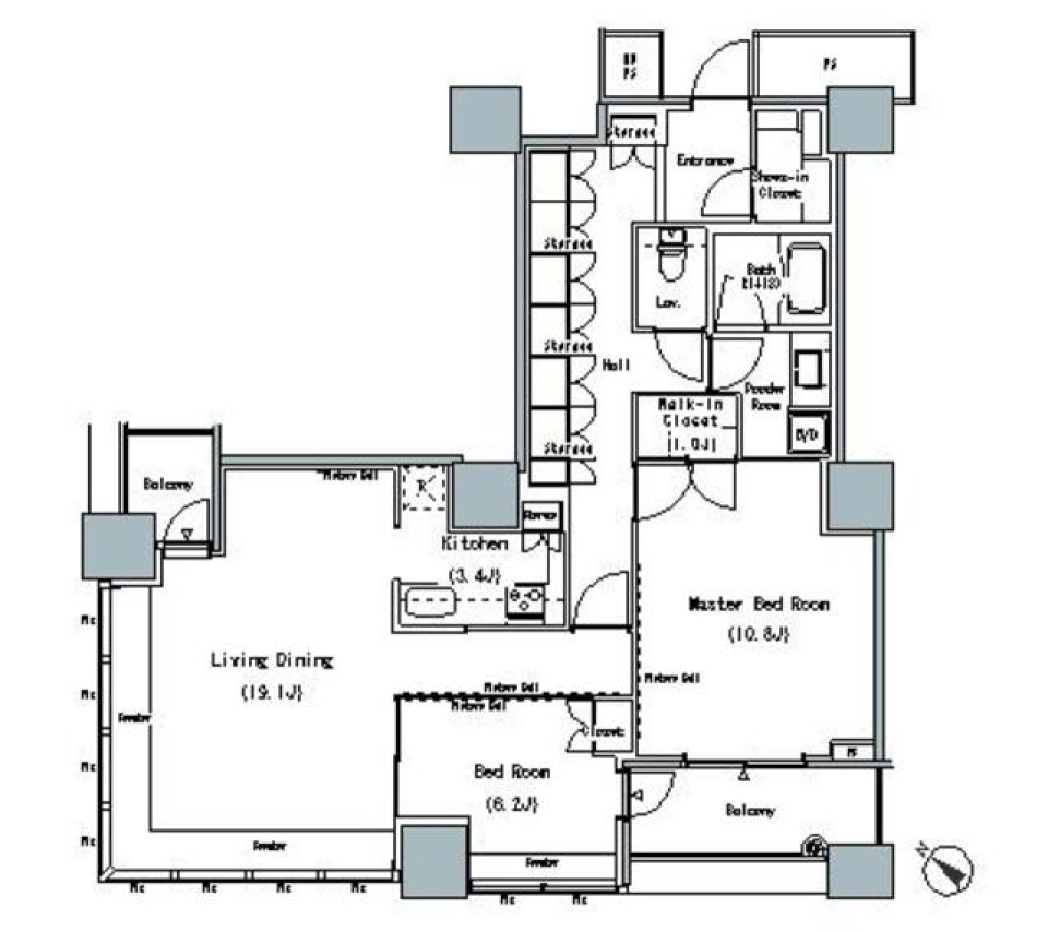 ＴＨＥ　ＴＯＫＹＯ　ＴＯＷＥＲＳ　ＭＩＤＴＯＷＥＲ　2715号室［ペット可］の間取り図