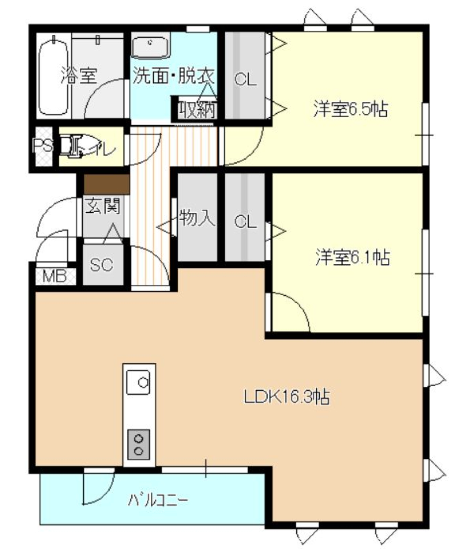 カップルにもファミリーにもおすすめの2LDK