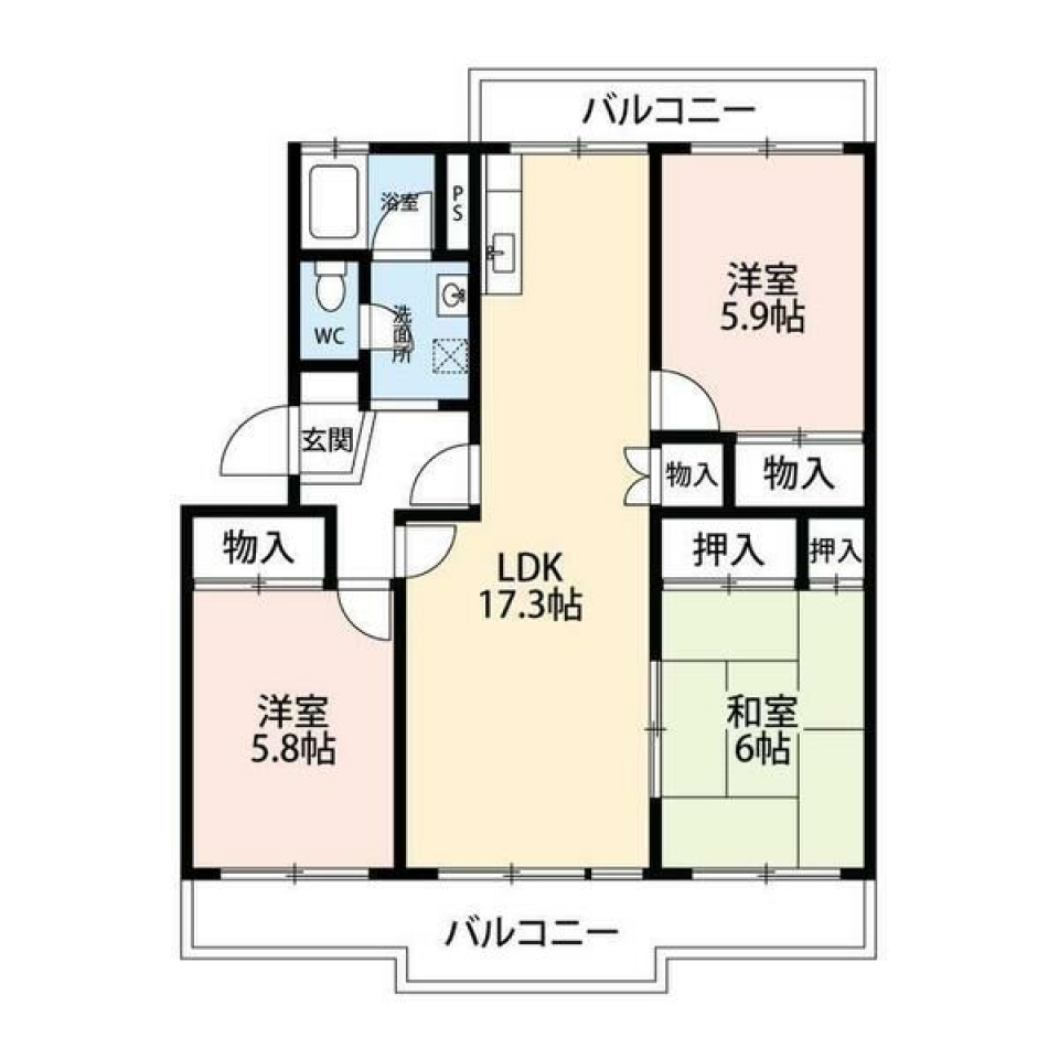 学校すぐ近く！のびのびファミリーライフの間取り図