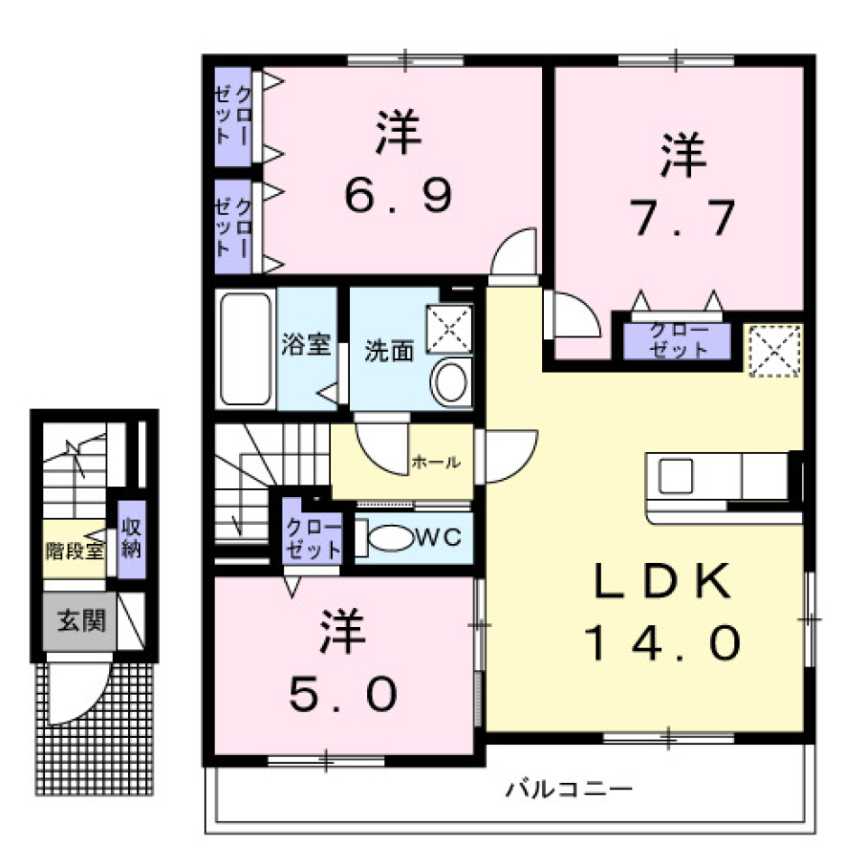 カーサ　八幡　202号室［新築］の間取り図