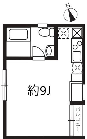 間取り図は一見ふつうのワンルームです。