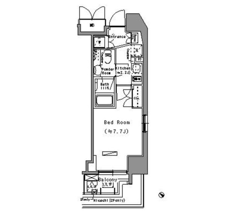 パークアクシス台東根岸　801号室［ペット可］の間取り図