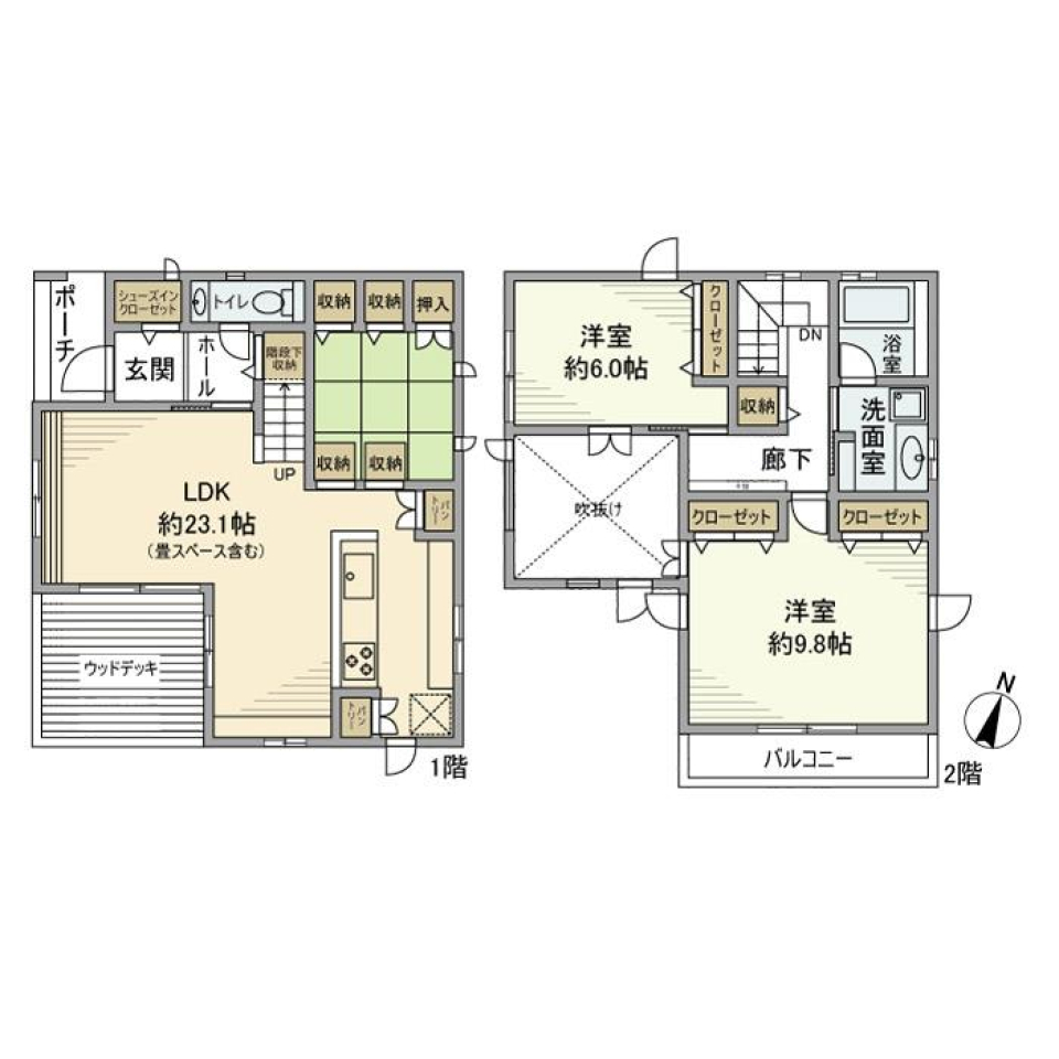 弥勒寺戸建の間取り図