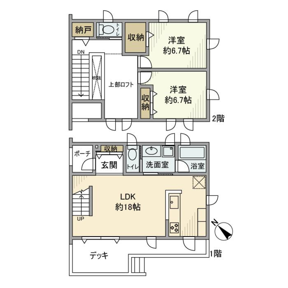 木のぬくもりに包まれての間取り図