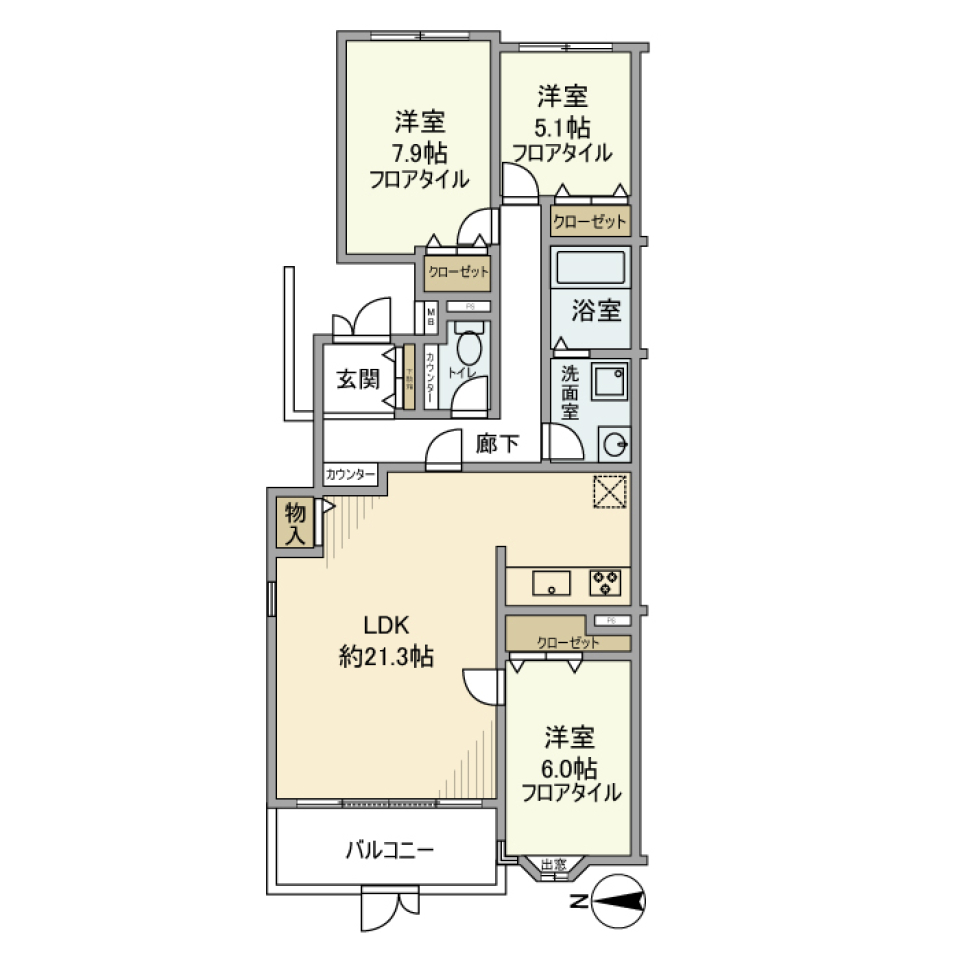 コスモ池上エクセラ　104号室の間取り図