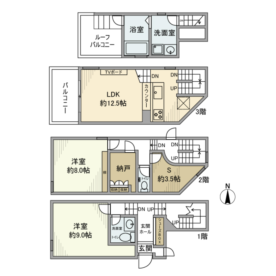 下目黒戸建の間取り図