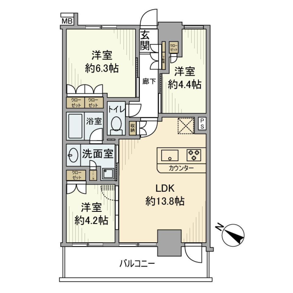 パレステージ曳舟Ⅱ　1002号室の間取り図