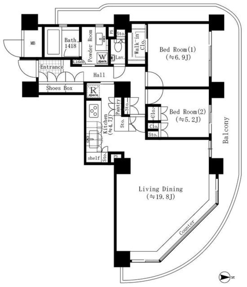 リバーポイントタワー　1201号室の間取り図