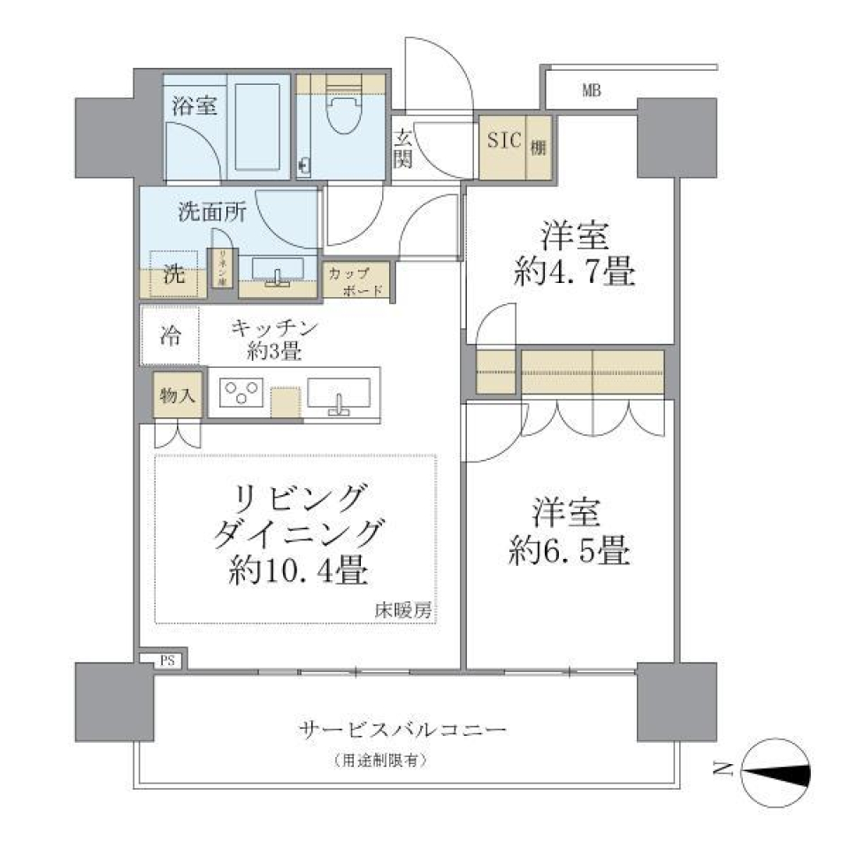 ＴＨＥ　ＹＯＫＯＨＡＭＡ　ＦＲＯＮＴ　ＴＯＷＥＲ　1713号室の間取り図