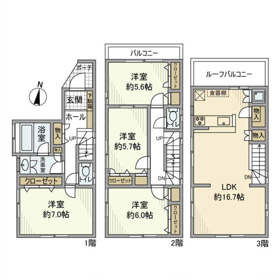 三軒茶屋戸建の間取り図