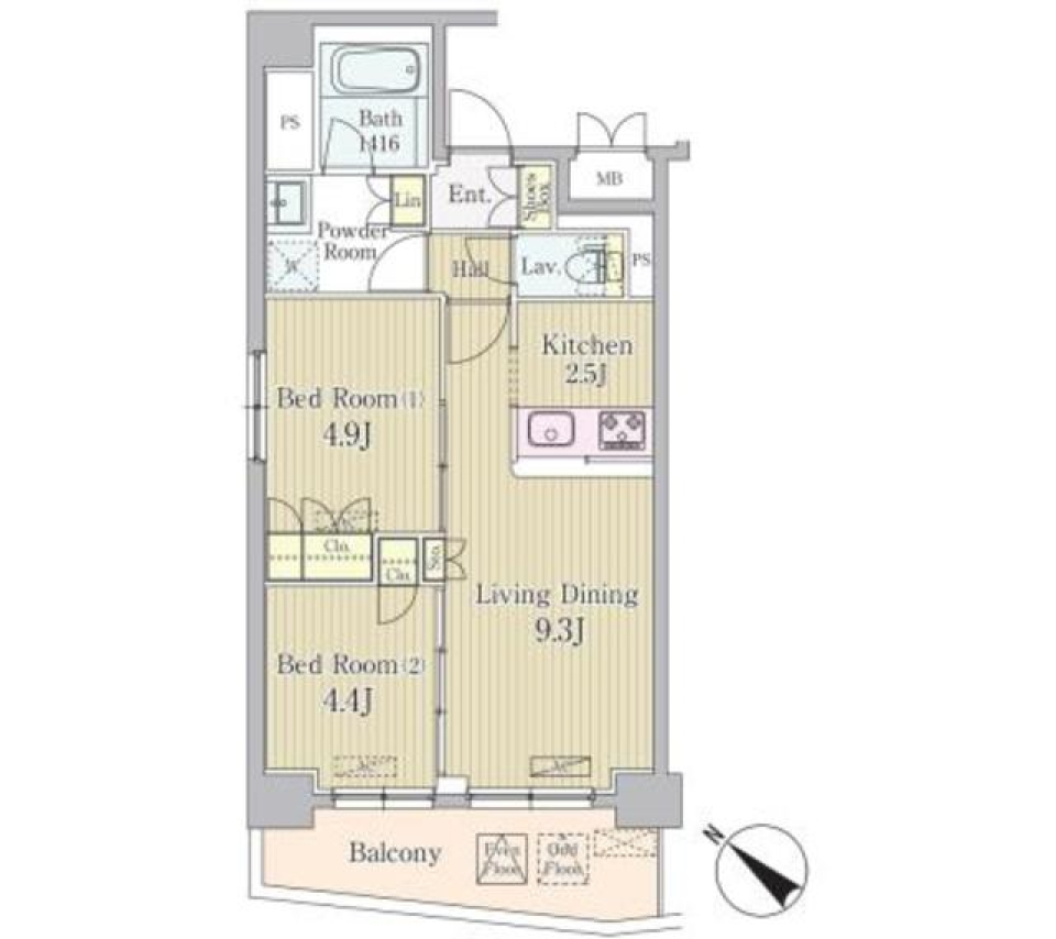 アクラス日本橋　302号室の間取り図