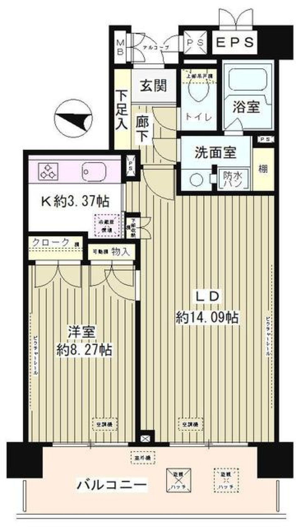 マーシュフィールド四番町　602号室の間取り図