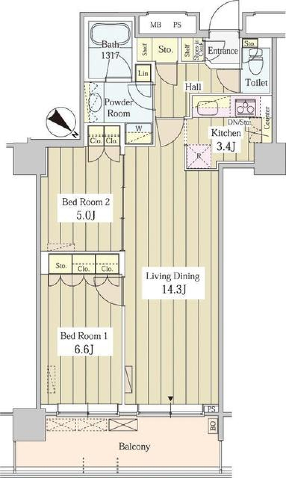 ユニゾンタワー　3007号室の間取り図