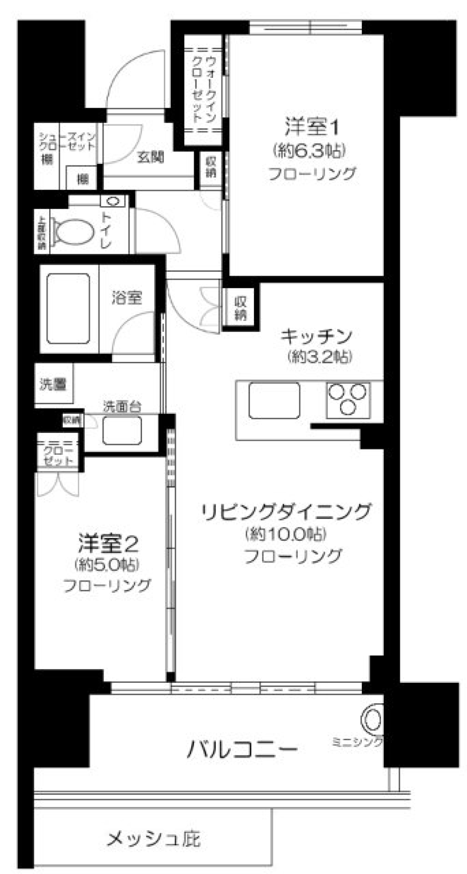 シティハウス中目黒レジデンス　202号室［ペット可］の間取り図